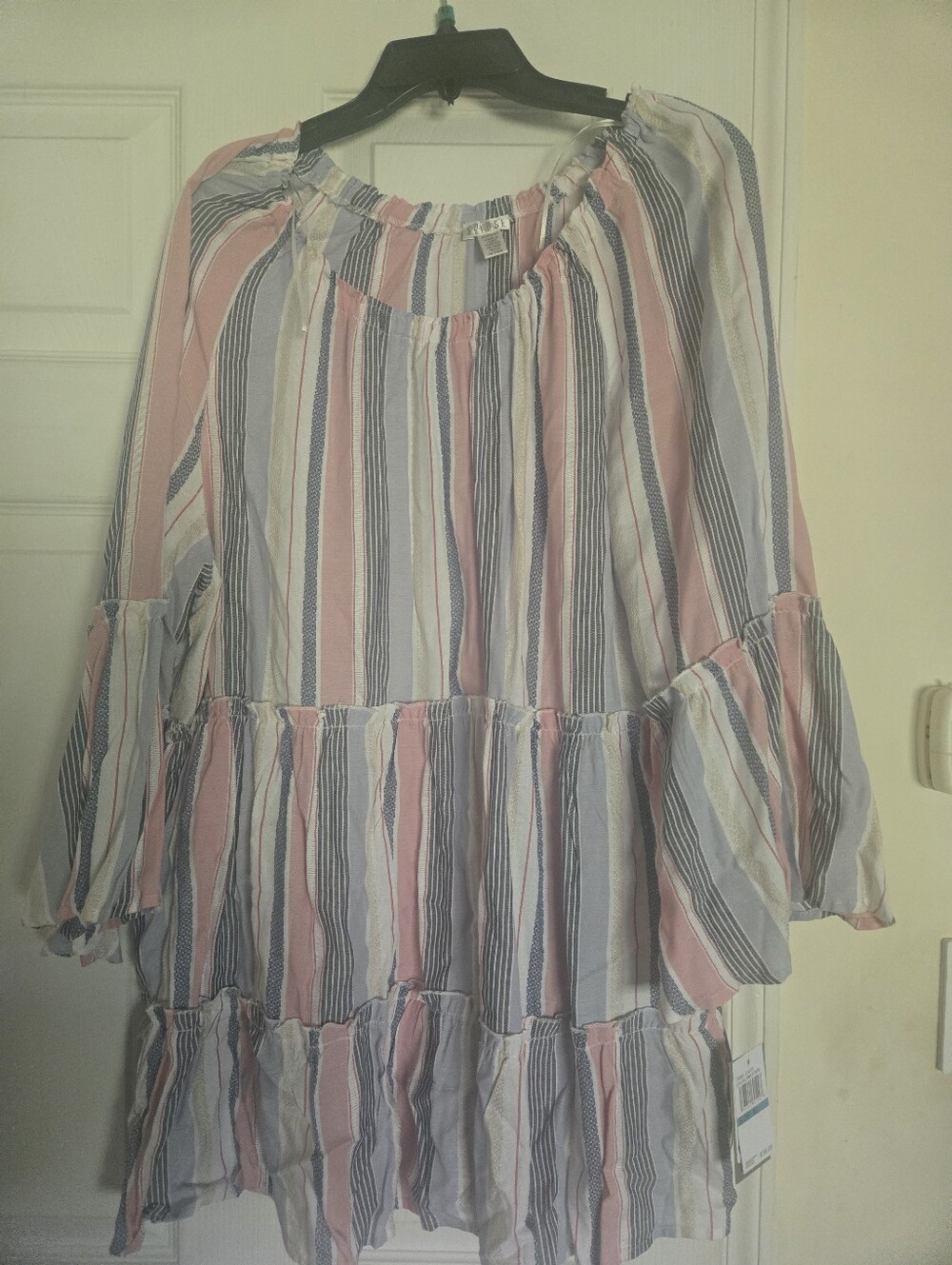 Spense Striped Tiered Womans Top